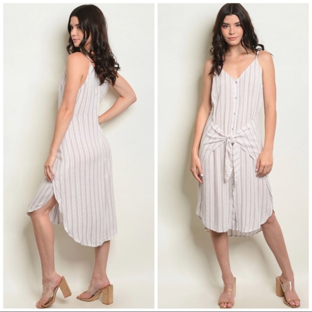 Casual Date Night Pinstripe wrap style Dress